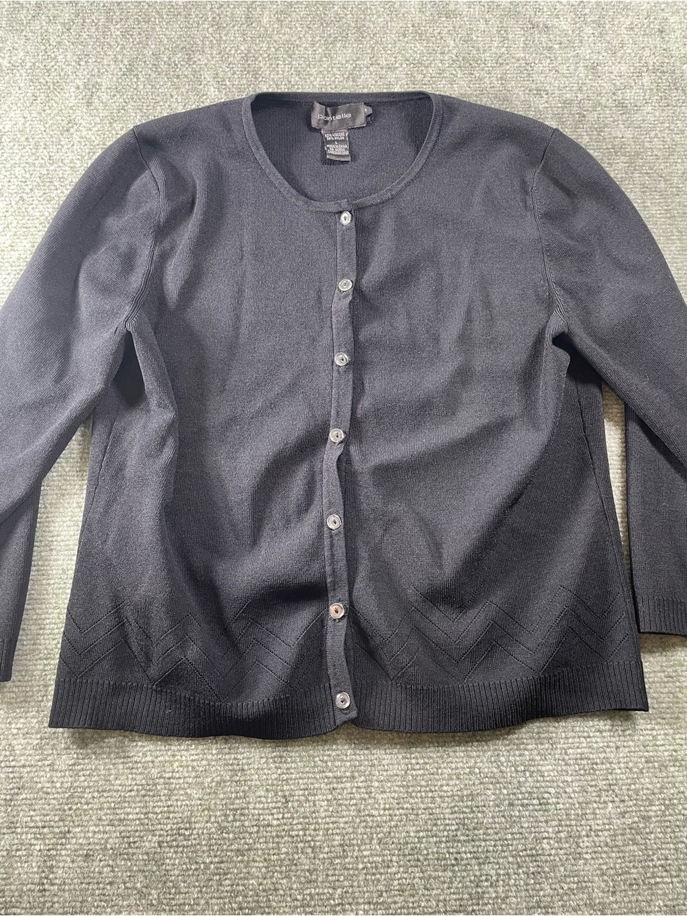 Pointelle Black Knit Cardigan - Button‎ Front
